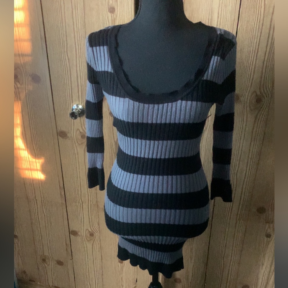 Medium sized black and gray striped sweater dress